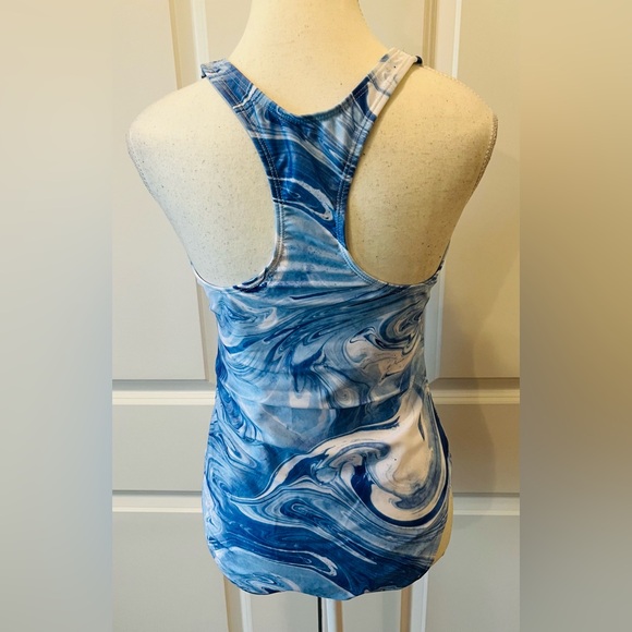 NWT NICOLE MILLER BLUE AND WHITE ONE PIECE SWIMSUIT SIZE LARGE - Picture 3 of 4